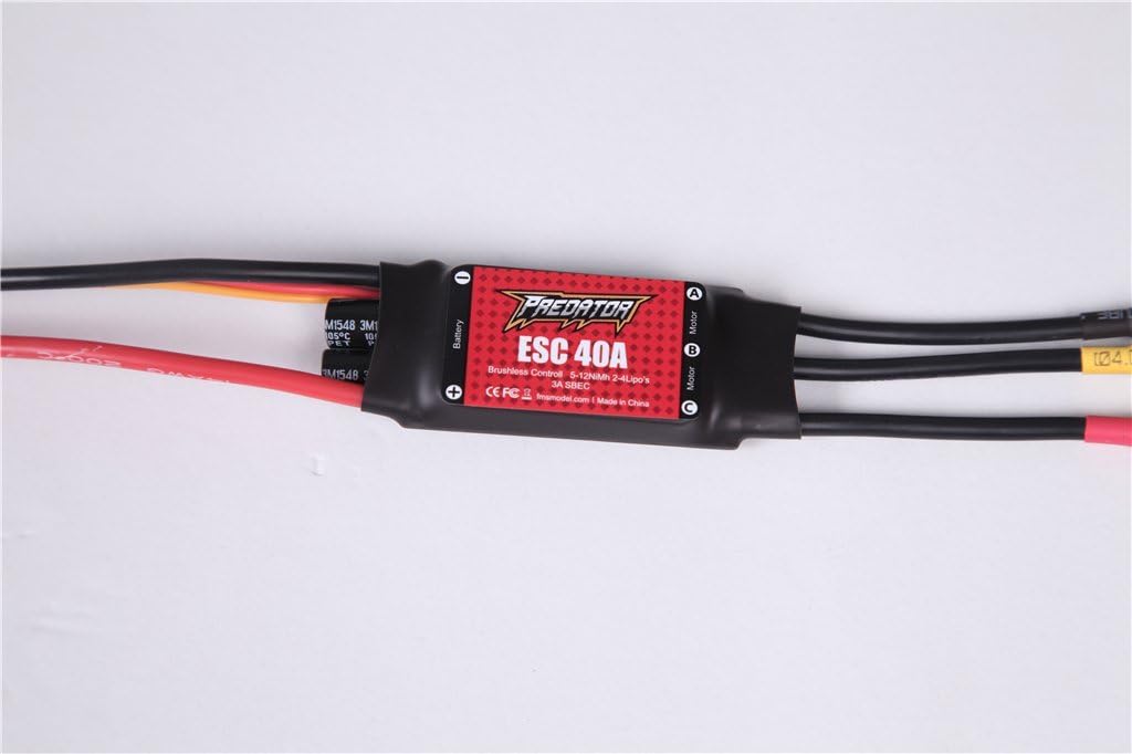 Predator ESC 40A with 3A SEBC Brushless Speed Controller for RC Airplane (XT60 Plug, 230mm CaCble, Support 4S Battery)