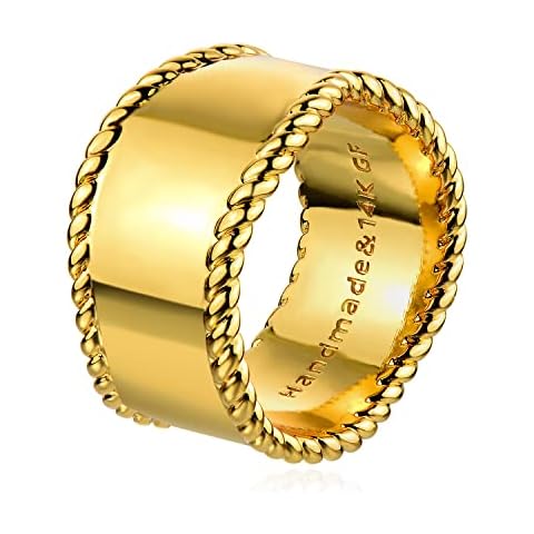 MYEARS Women Ring Gold Chunky Band Irregular Twisted 14K Gold Vacuum Filled Simple Stack Finger Jewelry Gift Size 8 Cover