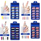 400 piezas de uñas postizas de colores extralargas presionadas en las uñas, decoración de uñas de ballet (colores mezclados)