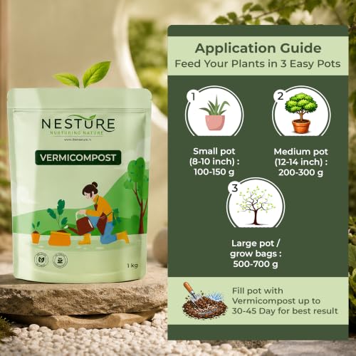 Image of Vermicompost Fertilizer 1kg | Natural Vermi Compost Fertilizer for Home Garden, Indoor & Balcony Plants, Plant Booster for Fast Growth