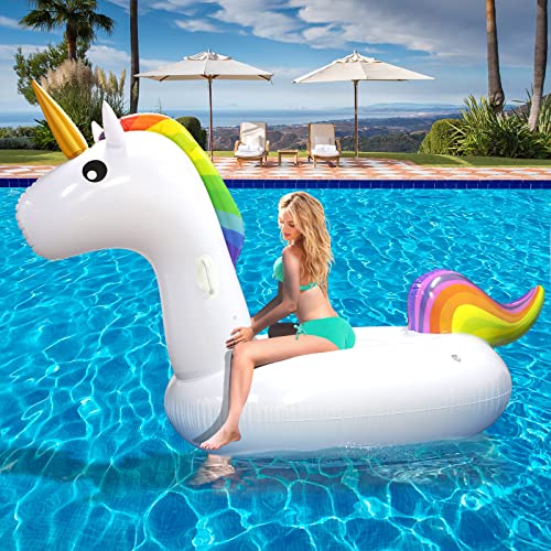 Kakashi Giant Inflatable Unicorn Ride On Pool Float For Adults, Blow Up Pool Floatie, Swimming Floating Raft, Lounge, Summer Party Decorations Toys For Kids #TOP5