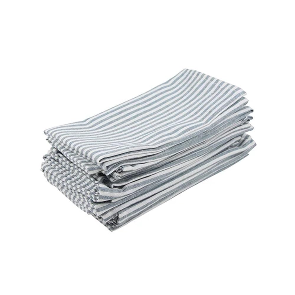 Set di 12 strofinacci in lino misto cotone a righe tinta unita (40 x 30 cm) per eventi e uso domestico (12-CJ012-3040Ocean)