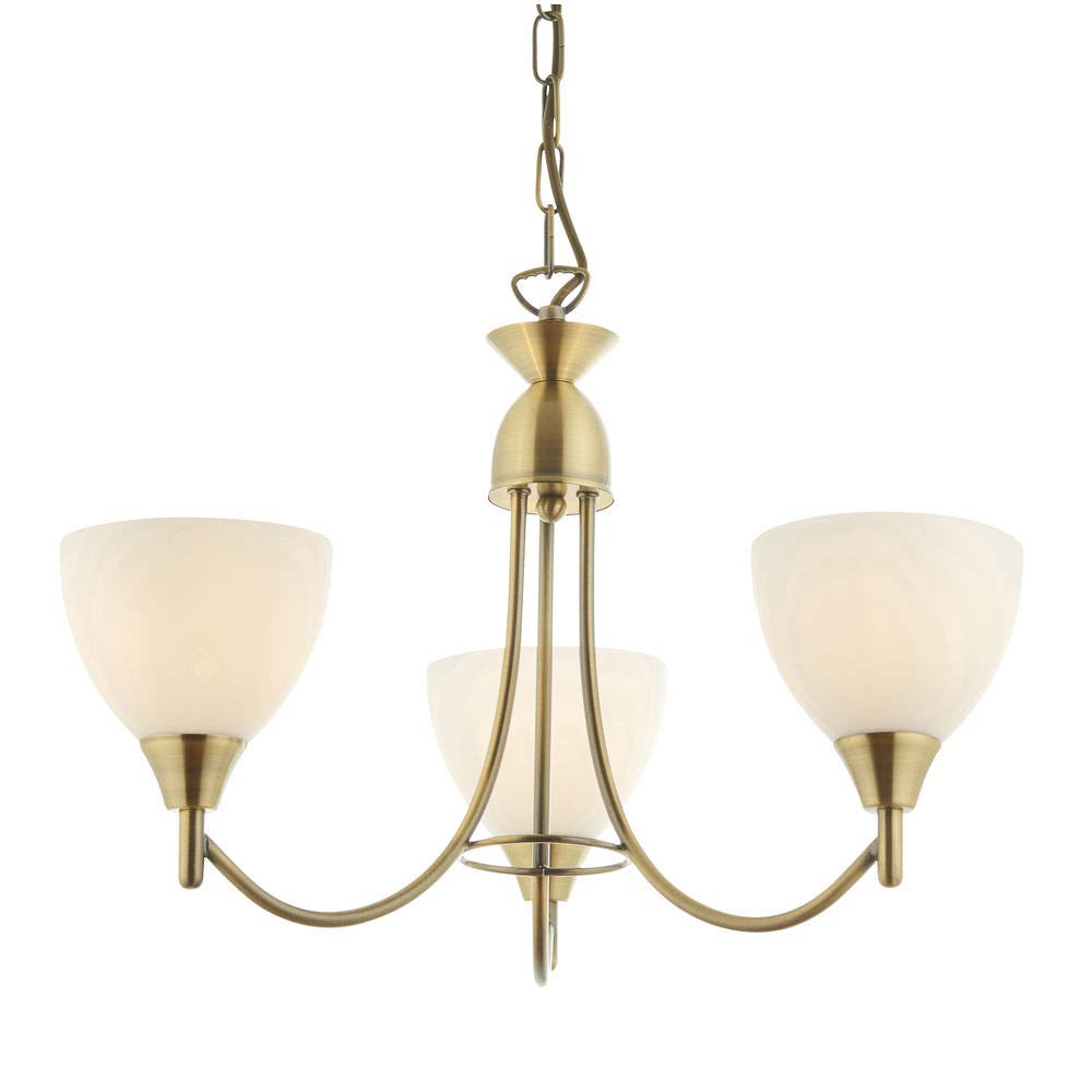 Betta Lighting Antique Brass E14 Dimmable 3 Light Pendant Semi Flush Ceiling Light