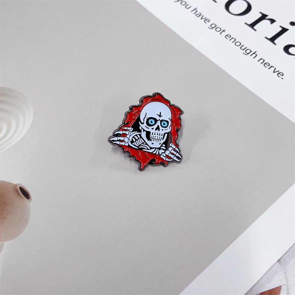 Vintage Skull Enamel Brooch Pin for Women Men Gothic Punk Bule Eye Skeleton Cartoon Lapel Pins Clip Sweater Scarves Hat Dress Badges Fashion Accessories Halloween Party Jewelry - Image 3