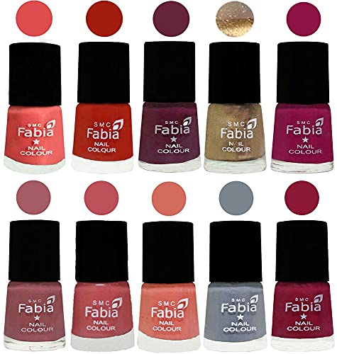 Image of ALL IN ONE (PACK OF 10), Long Lasting Glossy Nail Polish, 6 ml Each, All Vibrant Colours,01827
