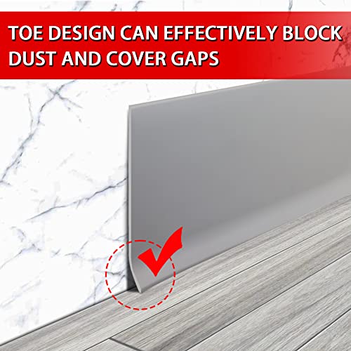 Vinyl Wall Base Baseboard Molding Trim 4" Flexible Self Adhesive Rubber Wall Base Moulding Trim Peel and Stick Design, 4 Inch x 60 Feet, Gray by FONUNO - Image 3