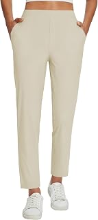 Womens Travel Pants Lightweight Stretch with Zipper Pockets Petite Ankle Dressy Golf Work Business Casual Slacks