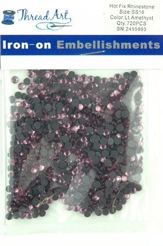 Threadart Ss16 (4Mm) Lt. Amethyst Hot Fix Rhinestones 5 Gross (720/Pkg) Hotfix - Iron On - Hot Fix #TOP8