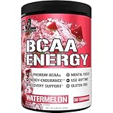 EVL BCAAs Amino Acids Powder - BCAA Energy Pre Workout Powder for Muscle Recovery Lean Growth and Endurance - Rehydrating BCAA Powder Post Workout Recovery Drink with Natural Caffeine - Watermelon