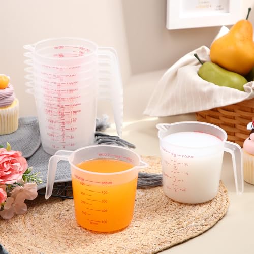 Set de 36 vasos medidores de plástico 16 oz con pico y mango miniatura 3