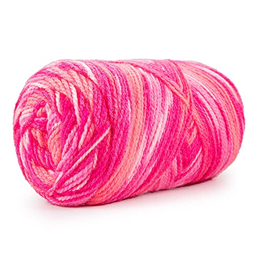 Image of Ganga Acrowools Spectrum Yarn -100% Acrylic Supersoft Knitting Wool Ball, (Pack of 1 Ball - 100 Grams). Suitable for Craft, Babywear Blankets, Ponchos mufflers, caps, Thick mota Needle Crochet Hook Thread; Multicolored Brown Cream Colour Ball (Pink White)