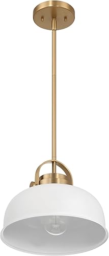 Miniatura 2 de Robert Stevenson Lighting Arte - Lámpara de techo industrial de 2 tonos de metal, blanco y dorado