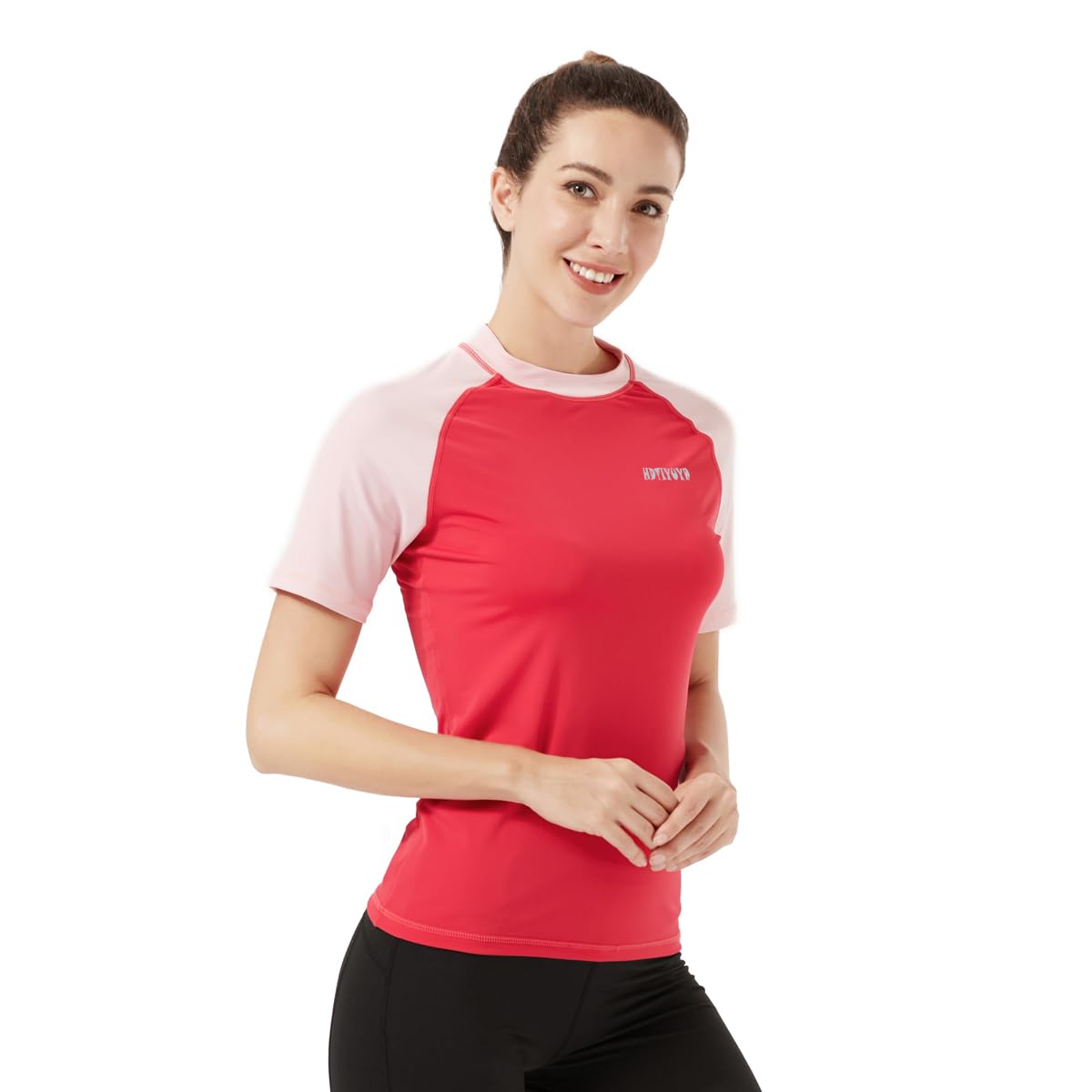 HMILES Camiseta de manga corta UPF para mujer, camiseta de surf de secado rápido para adultos, transpirable, manga raglán
