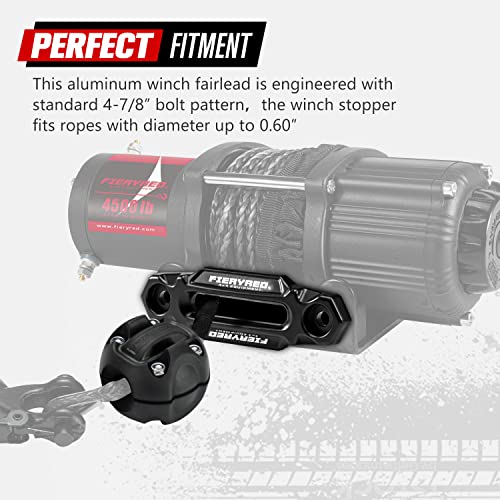 Fieryred Winch Hawse Fairlead With Winch Cable Hook Stopper Kit,4-7/8 Inch Bolt Pattern Aluminum Fairlead For Synthetic Rope,Suitable For 3500-4500Lbs Atv/Utv Winch #TOP2