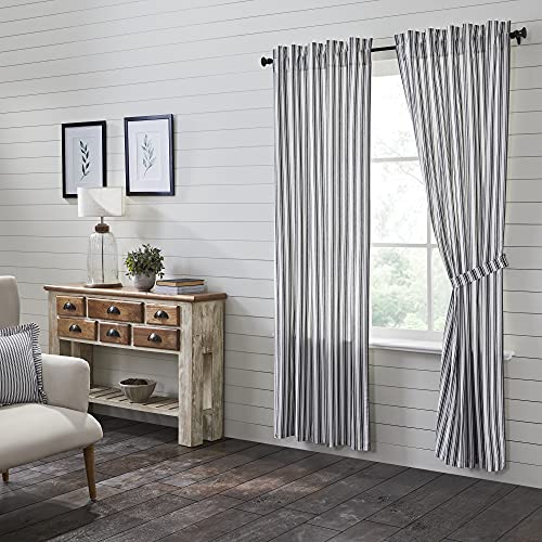 Vhc Brands, Sawyer Mill Ticking Stripe Panel, Black, 84X40, Set Of 2 #TOP1