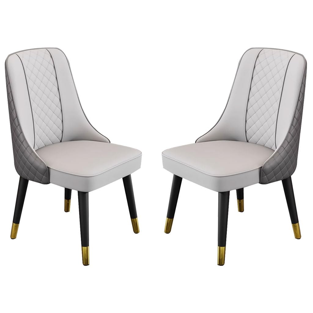 Dining Chairs AMENAS Kitchen Micro Fiber Leather Dining Chairs Kitchen Living Room Lounge Counter Chairs Wooden Legs Backrest Chair Living Room chairs -Light+dark Gray(Light+dark Gray)