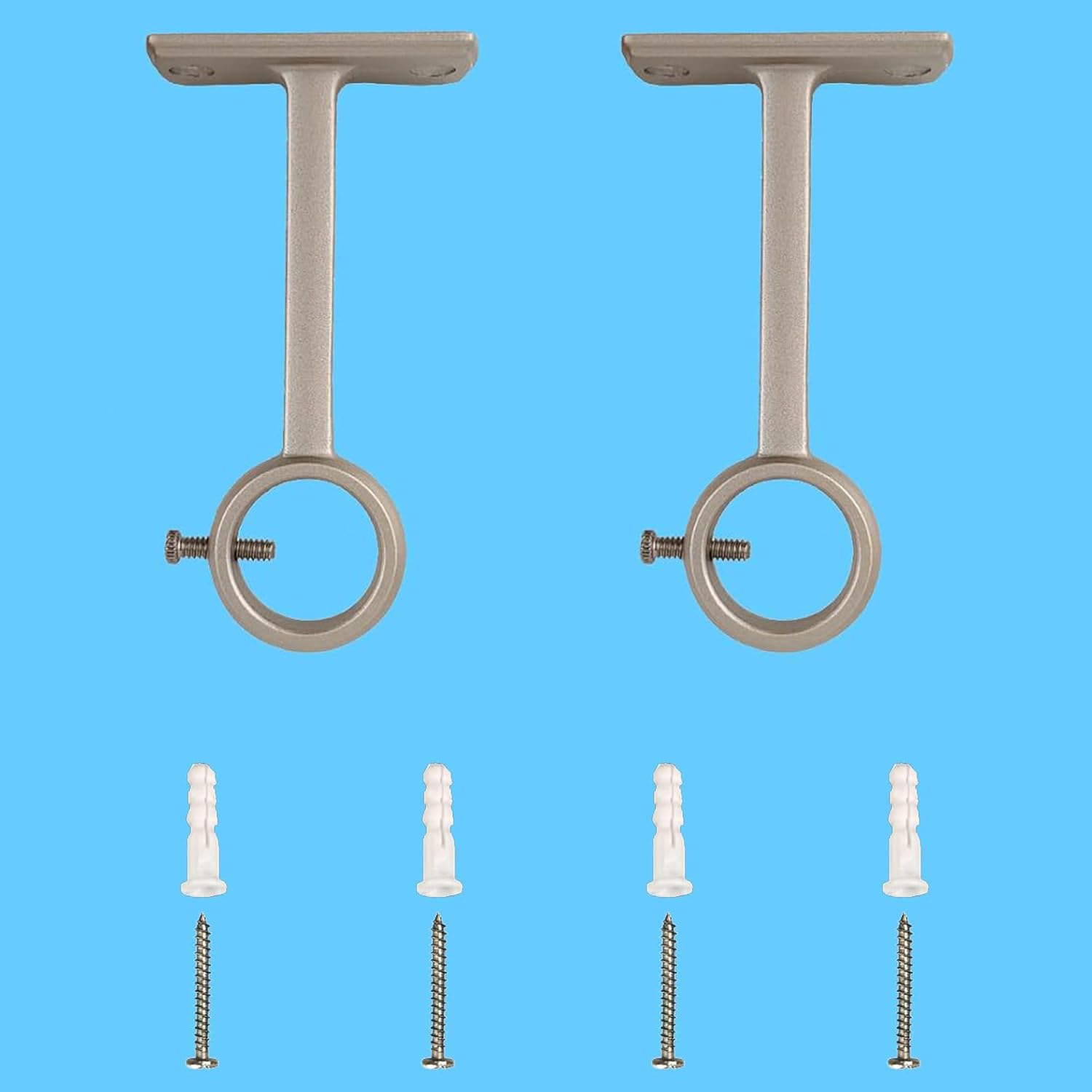 Kowibcl Curtain Rod Bracket, 2 Pcs Ceiling Curtain Rod Brackets,Curtain Rod Holders, Brackets for Wall & Ceiling Mount Curtain Rod, Silver