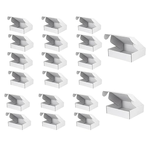 20Pcs Shipping Boxes,White Corrugated Cardboard Mailing Boxes, Small Business Packaging & Shipping Supplies for Packing, Mailing & Storage150x100x40mm