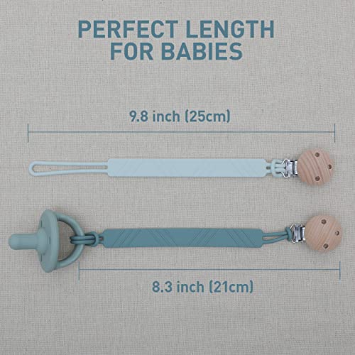 Silicone Pacifier Clip Holder For Baby Boy And Girl, Fits For Most Pacifier Teethers & Small Toys In Place, Bpa Free (Power Rose+Dusty Lilac) #TOP4