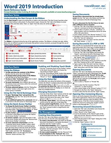 Microsoft Word 2019 Introduction Quick Reference Training Tutorial ...