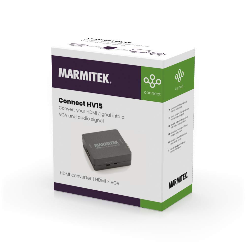 Adapter HDMI na VGA - Marmitek Connect HV15 - Konwerter HDMI do VGA i Audio - Złącze Audio 3,5 mm - Full HD - 1080P - Nie wymaga oprogramowania - Podłącz laptopa do starego projektora