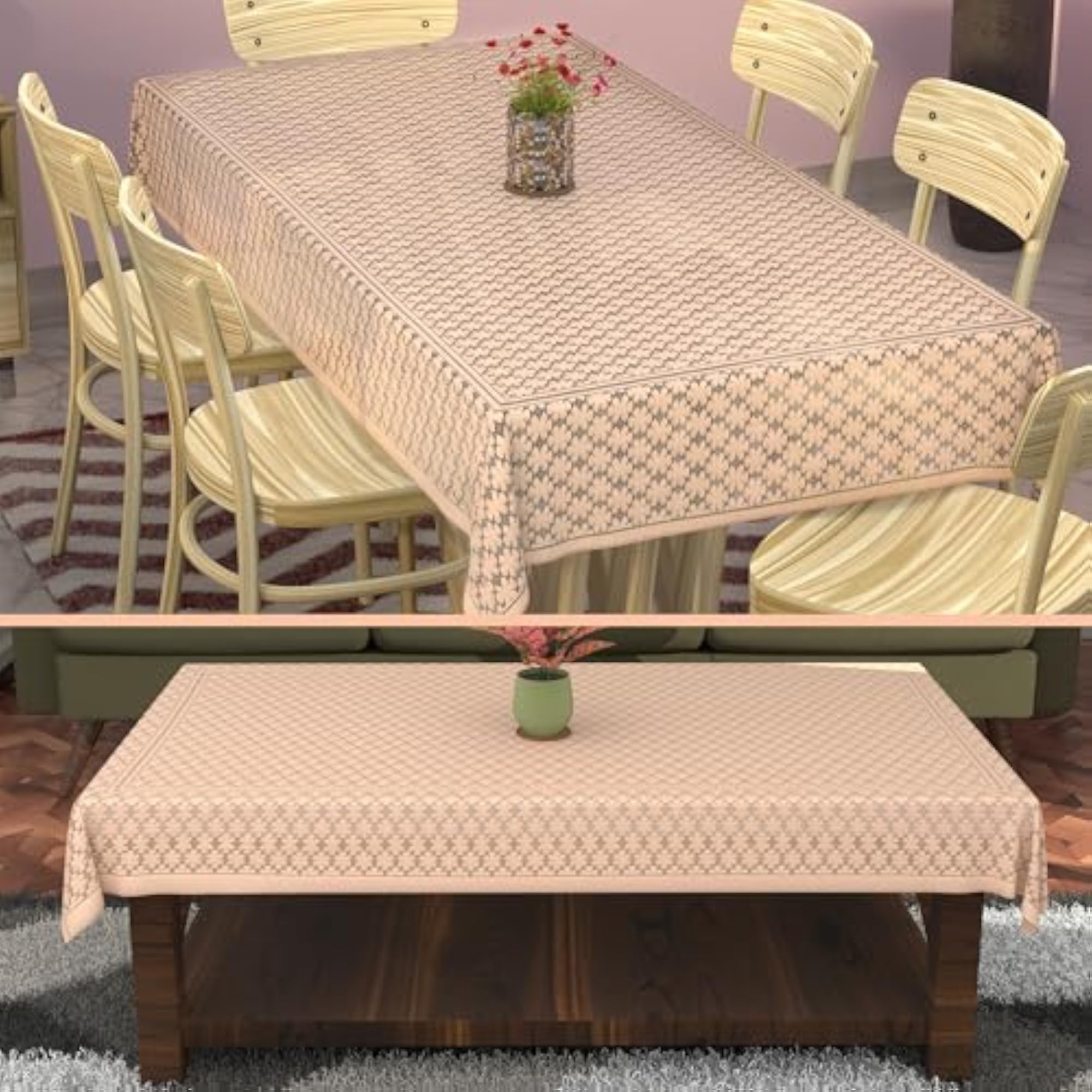 Center & Dining Table Cover Set, Black Bird Net Design