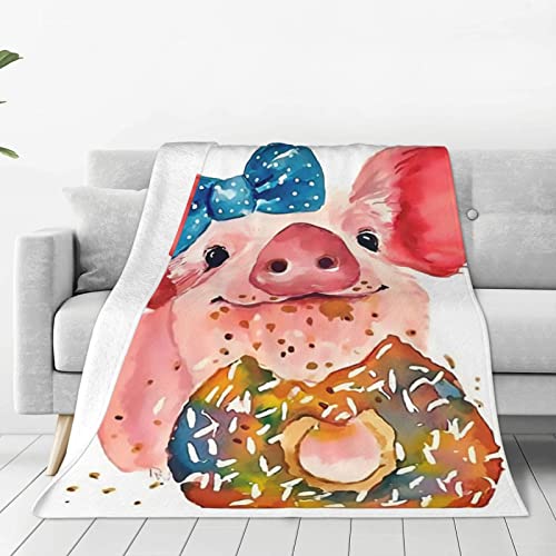 Cute Pig Blanket Super Soft Microfiber Throw Blanket Cartoon Animal Printing Travel Blankets For Girls And Women 60"X50" #TOP1