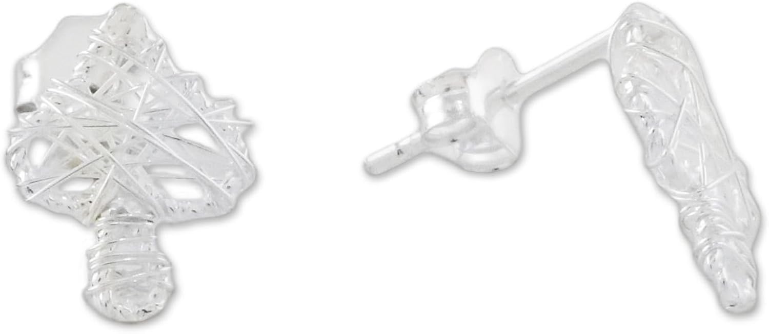 NOVICA Artisan Handmade Sterling Silver Drop Earrings Card Game from Thailand [0.4 in L x 0.4 in W] ' Game of Cards'