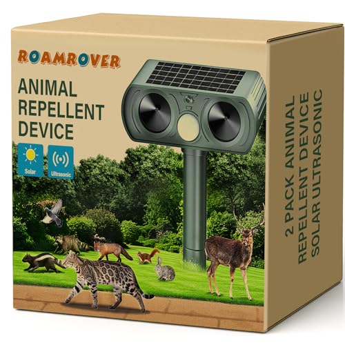RoamRover 2er-Pack Katzenschreck für Garten Solar, Ultraschall-Katzenschreck für den Außenbereich, kann Katzen, Vögel, Füchse, Waschbären, Kaninchen und Nagetiere wirksam abwehren (2)
