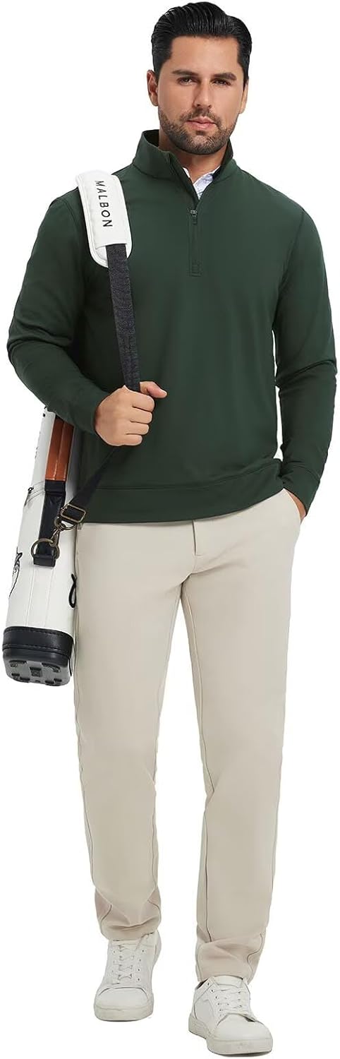 M MAELREG Mens Quarter Zip Pullover Fleece Lined Mock Neck Long Sleeve Golf Pullovers 1/4 Zip Thermal Sweatshirt for Men - Image 6
