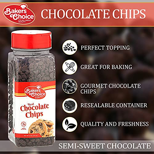 Semi-Sweets Chocolate Chips - Non Dairy Kosher - 9 Oz. - Baker’s Choice #TOP1
