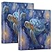 ALAZA Sea Turtle Peony Flower Blue 3 Ring Binder Holds of 200 Sheets Fits Letter Sized Paper D-Ring Organizer for School Home Work Office Supplies 2 Pack