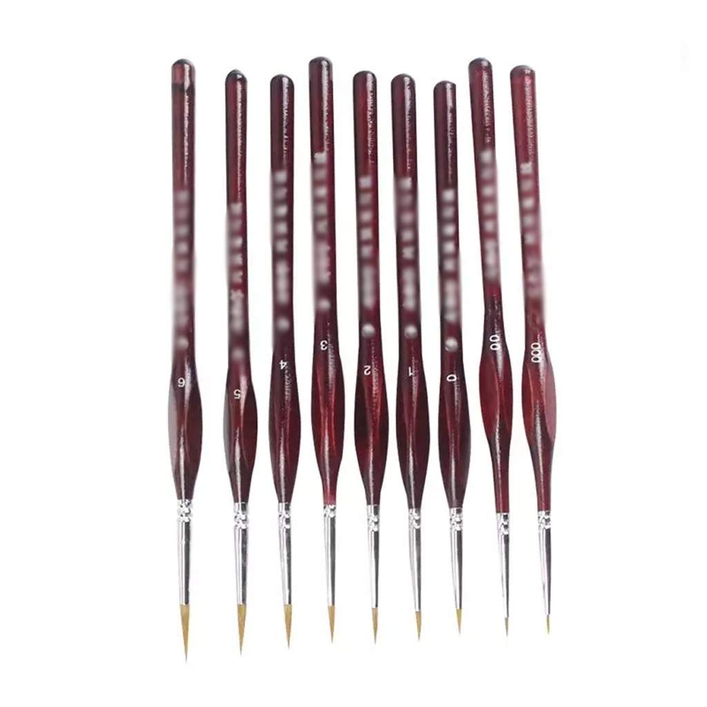 Pinceles, Juego de 9 Pinceles Profesionales para Dibujo Lineal, Pinceles de Detalle a Mano con Punta de Pelo de Lobo, Materiales Finos para Pintura al óleo