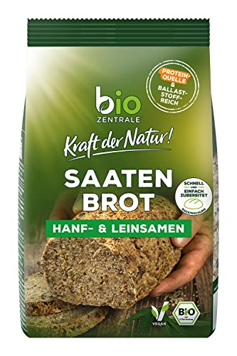 biozentrale Backmischung Saatenbrot Hanf & Leinsamen | 500 g Bio | schnell & einfach zuzubereiten | ballaststoffreich, Proteinquelle | ohne Mehl & ohne Hefe (Packung mit 3)