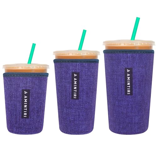 Image of 3 Pack Reusable Sleeve for Iced Coffee Cup, Coffee Neoprene Sleeve for Iced&Hot Drinks, Coffee Sleeve Compatible with Starbucks, Dunkin Coffee Cup. (Blue Jean)