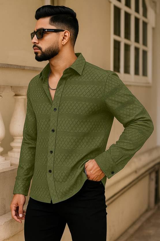 Image of Men's Solid Linen Cotton Shirt, Casual, Plain, Full Sleeve, Summer-Regular Fit, Stylish, Everyday Formal Wear