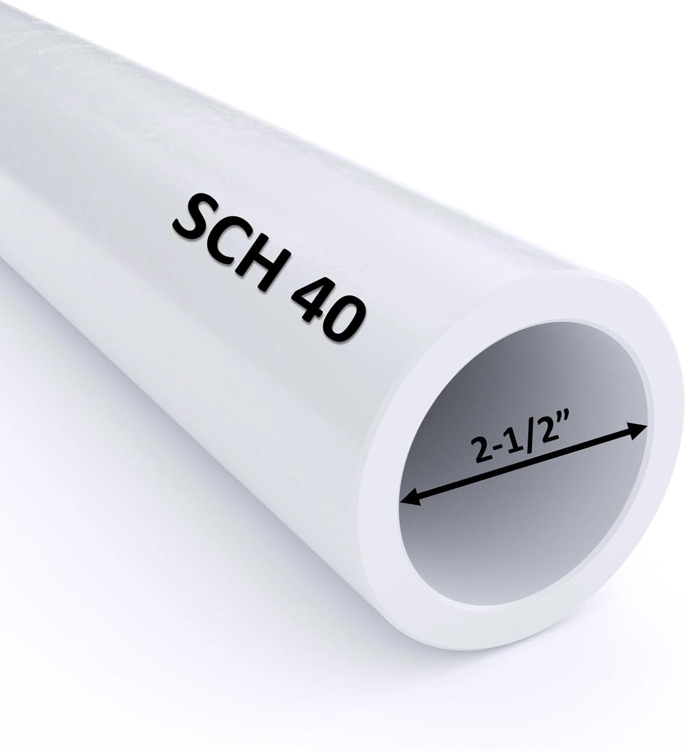 VENTRAL PVC Pipe Sch40 2.5 Inch (2.5) White Custom Length 6FT Feet
