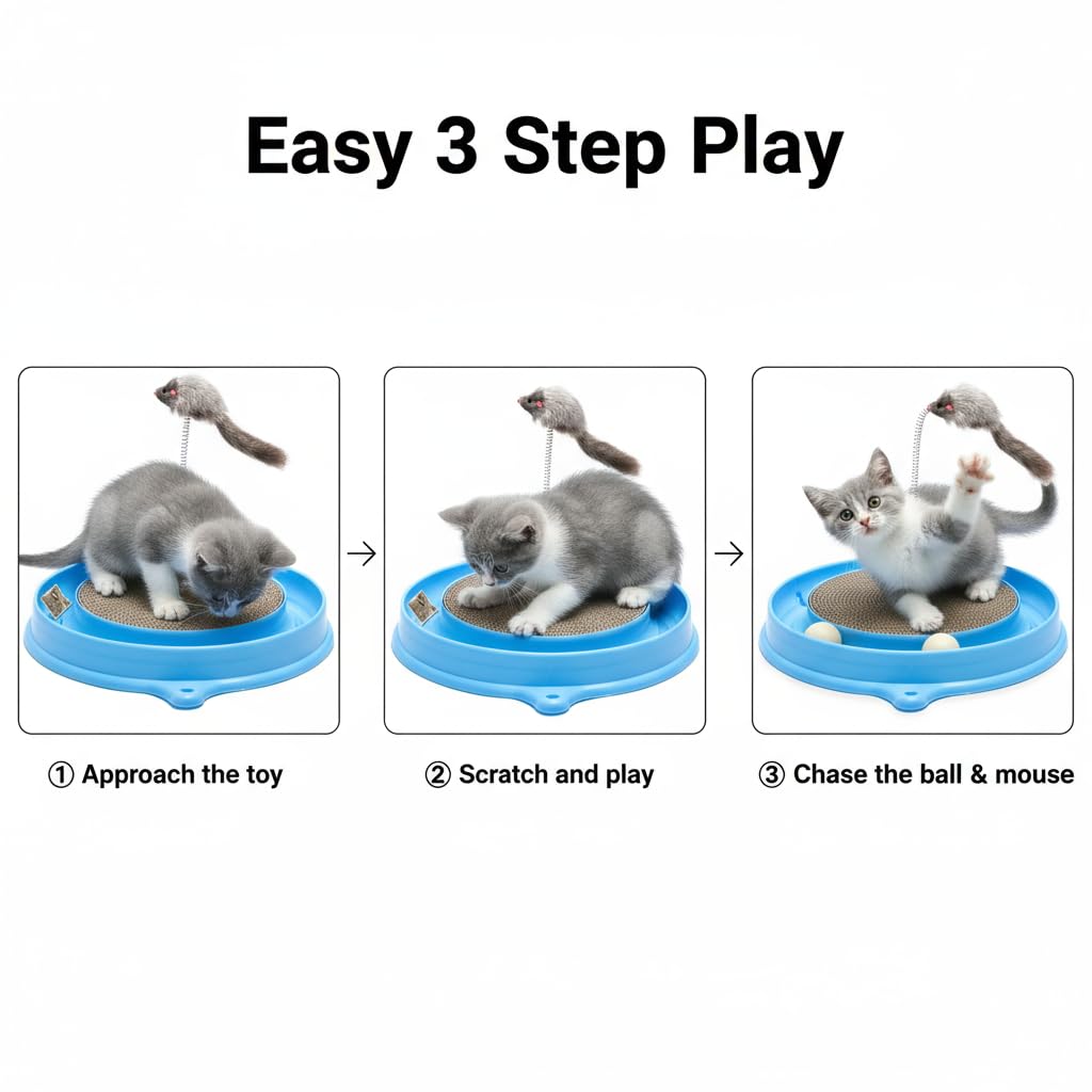 AUOON Juguete rascador para gatos, juguete para gatos, almohadilla para rascar, juguete para rascar, almohadilla de poste de entrenamiento interactivo, juguete de ratón con pelota (batido de leche)