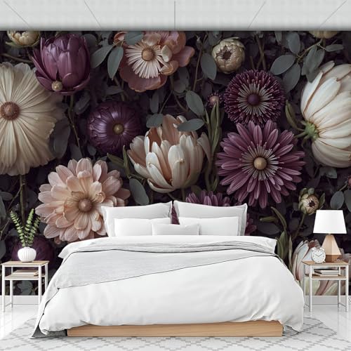 Papier peint panoramique violet de qualité supérieure aux fleurs luxuriantes XXL