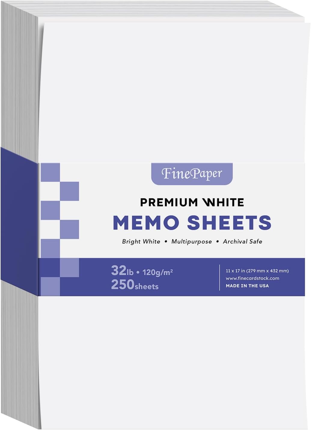 White Memo Sheets, Premium Weight 32lb Bond Unruled Loose Paper, Scratch Writing Paper for Planning, Notes, To-Do Lists, Appointments, Reminders, Home, Office - 250 Sheets Per Pack - 11" x 17"