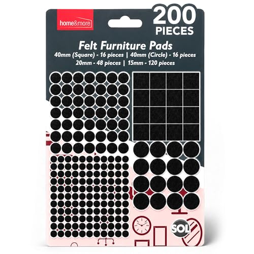 SOL 200pk Felt Pads for Furniture Feet, Furniture Pads Floor Protectors Chair Leg Floor Protectors, Felt Pads for Furniture Feet Dining Chair Leg Self Adhesive Non Scratch Hardwood Laminate Tile