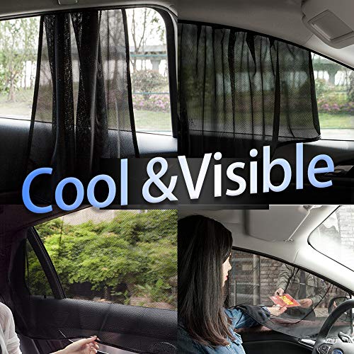 aokway Car Side Window Sun Shade, Universal Magnetic Curtain for Baby and Kids with Sun UV Protection, Reduce Damage from Direct Bright Sunlight and Heat 2pcs (Black-Front Mesh)