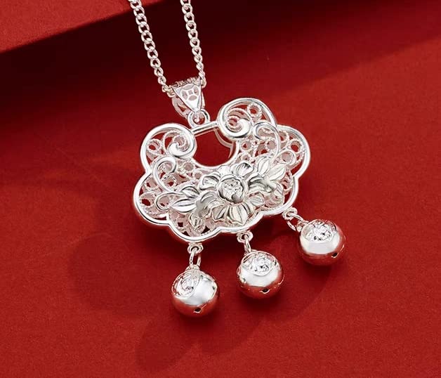 Pendentif en argent sterling rétro avec son collier élégant, une amulette protectrice unique - 2