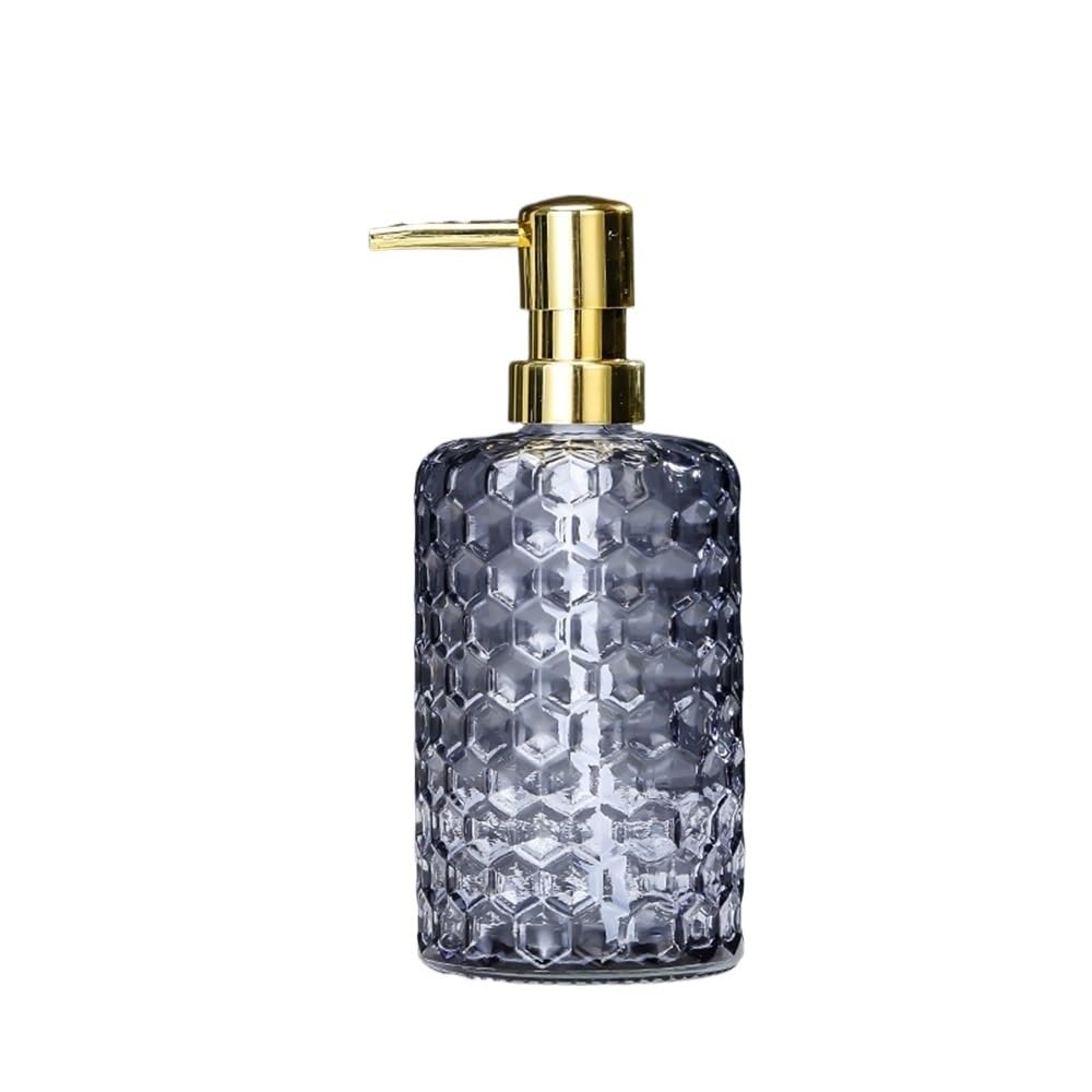 Home Soap Dispenser For Home/hotel/bathroom Glass Press Lotion Bottle 500ml Transparent Cylindrical Blue/Gray/Green/Yellow Shower Dispensers(Gris)