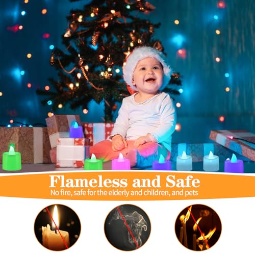 Image of KOABY 25 Pack Flickering Flameless Votive Candles, Last 8H+, Colorful Lights, No Timer