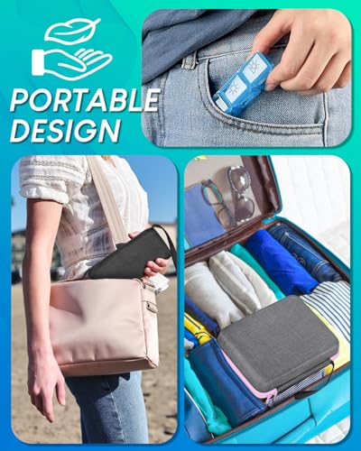 Image of Monthly Pill Organizer 3 Times a Day with Weekly Pill Bags, Portable Hard Shell Case, Pill Cutter & Opener Pick, Monthly and Weekly Stickers for Medication Management (Purple, 3 Times a Day)