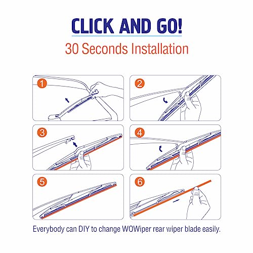 Image of 12 inch (12-M) Silicone Rear Wiper Blade Replacement for Ford Focus 2018-2012 Fiesta 2018-2011 /For Saab 9-3 2011-2006 9-5 2009-2006 Back Windshield Wiper For My Car