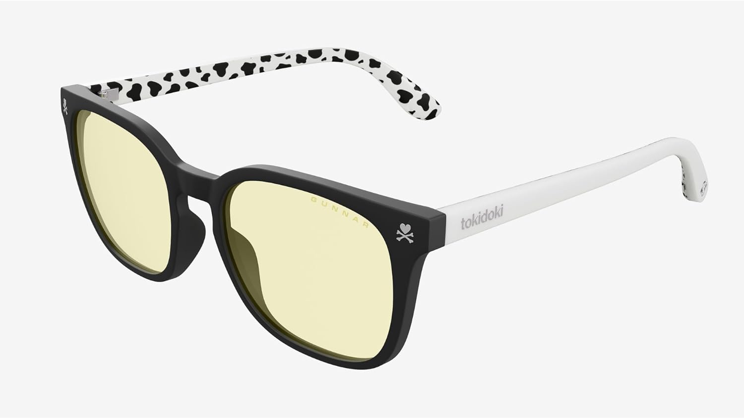 Gunnar tokidoki Mozzarella Round Blue‑Light Blocking Glasses | Precision Polymer Frame | Sun Lens | Blocks 35% Blue Light & 100% UV | Onyx/Latte Cow Print Frame | One Size