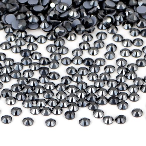 Image of Bymitel Hotfix Crystal Rhinestones Round Gems Iron on DIY Jewelry Making Flat Back for Crafts,Jet Hematite, 1.3mm(SS3 /2880pcs)
