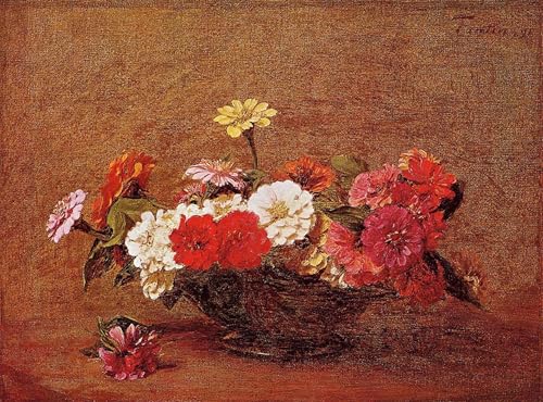 Tableaux Graffiti Art Mural Zinnias d'Henri Fantin-latour SERENDIPITP 60x90cm
